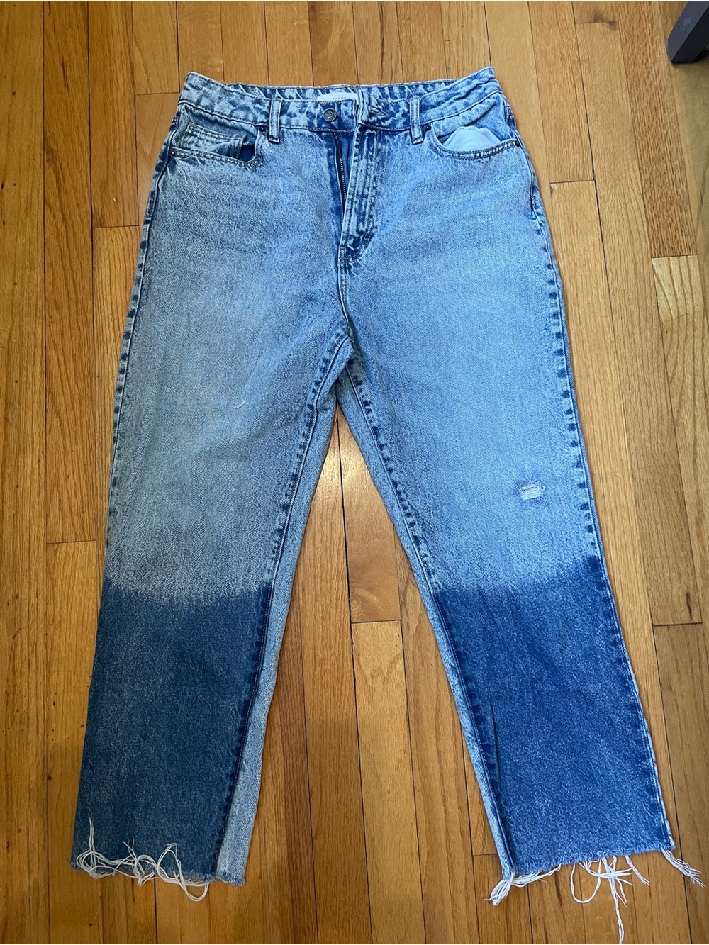 Two-Tone Blue Straight Jeans - Women's